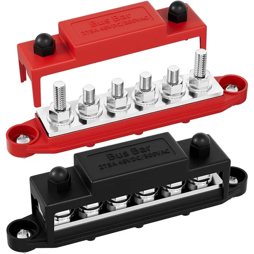 DaierTek-Barra de Bus 275A, bloque de distribución de energía de 12V, barra colectora de Audio para coche, 6x5/16 ""(M8), Terminal Stud, barra de Bus de batería de tierra positiva