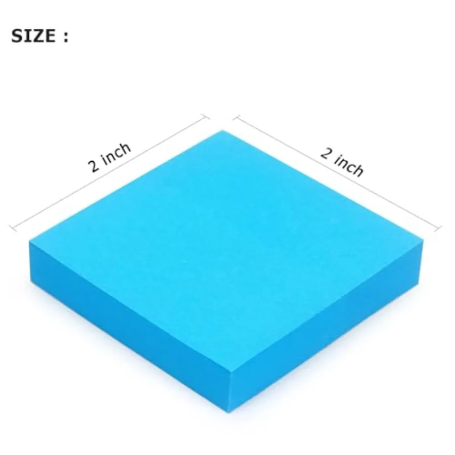 Sticky Notes 2x2 inch for office use, paper material, bright colors, self-stick adhesive, pack of 100 sheets