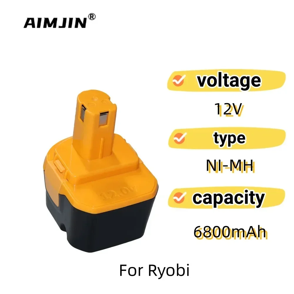 

For RYOBI 12V Ni-MH4.8/6.8/9.8Ah Replacement Power Tool Battery 1400652 B-8286 1400143 HP1201MK2 4400005 BPT1025 RY-1204 CTH1201