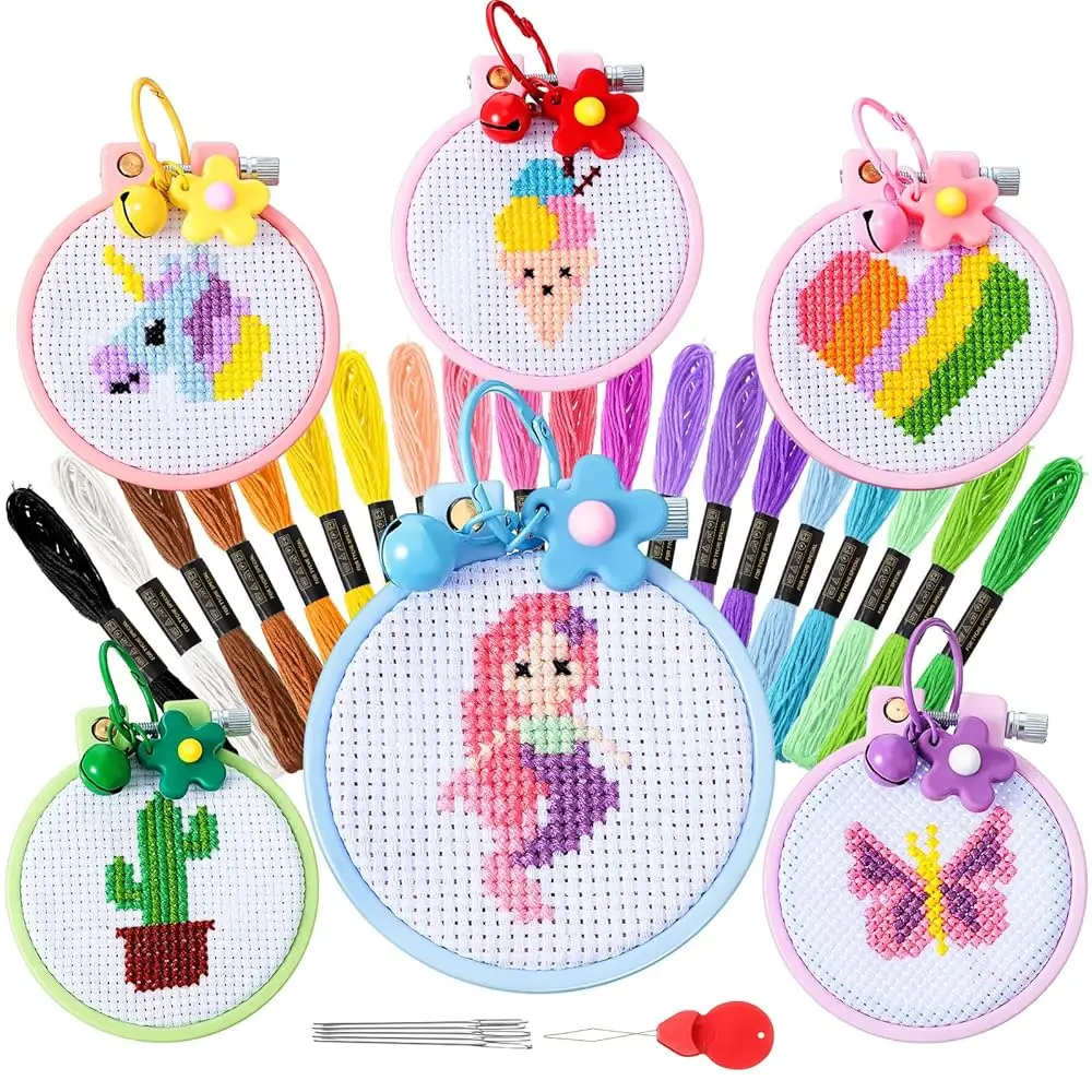 

6 наборов для вышивания крестиком для начинающих, комплекты для вышивания, практика вышивания крестиком, игольчатое вышивание для начинающих