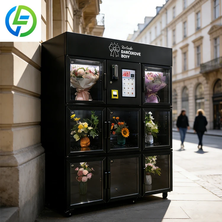 FOODLINE Customized Rotating Flower Vending Machine Transparent Shelf Large Capacity for Flower Retail