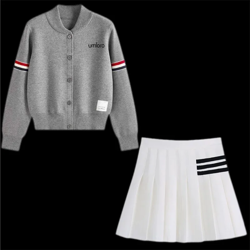 Korean Golf Sweater Women Golf Wear 2025 Spring Authentic Golf Suits Knit Cardigan+ Skirt Pants Two Piece Set Women Golf Clothes