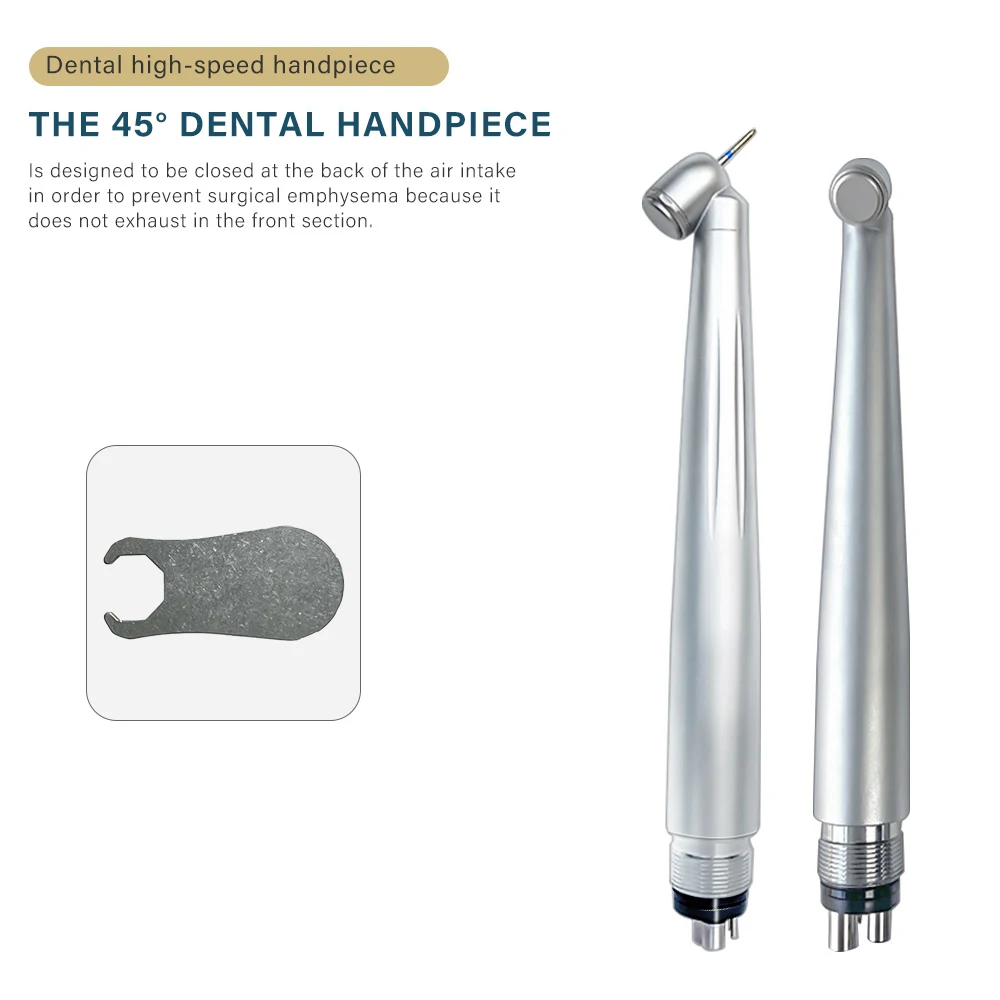 Dental 45 Degree LED High Speed Handpiece Standard Head Push Button Single Way Spray Dentists Tools