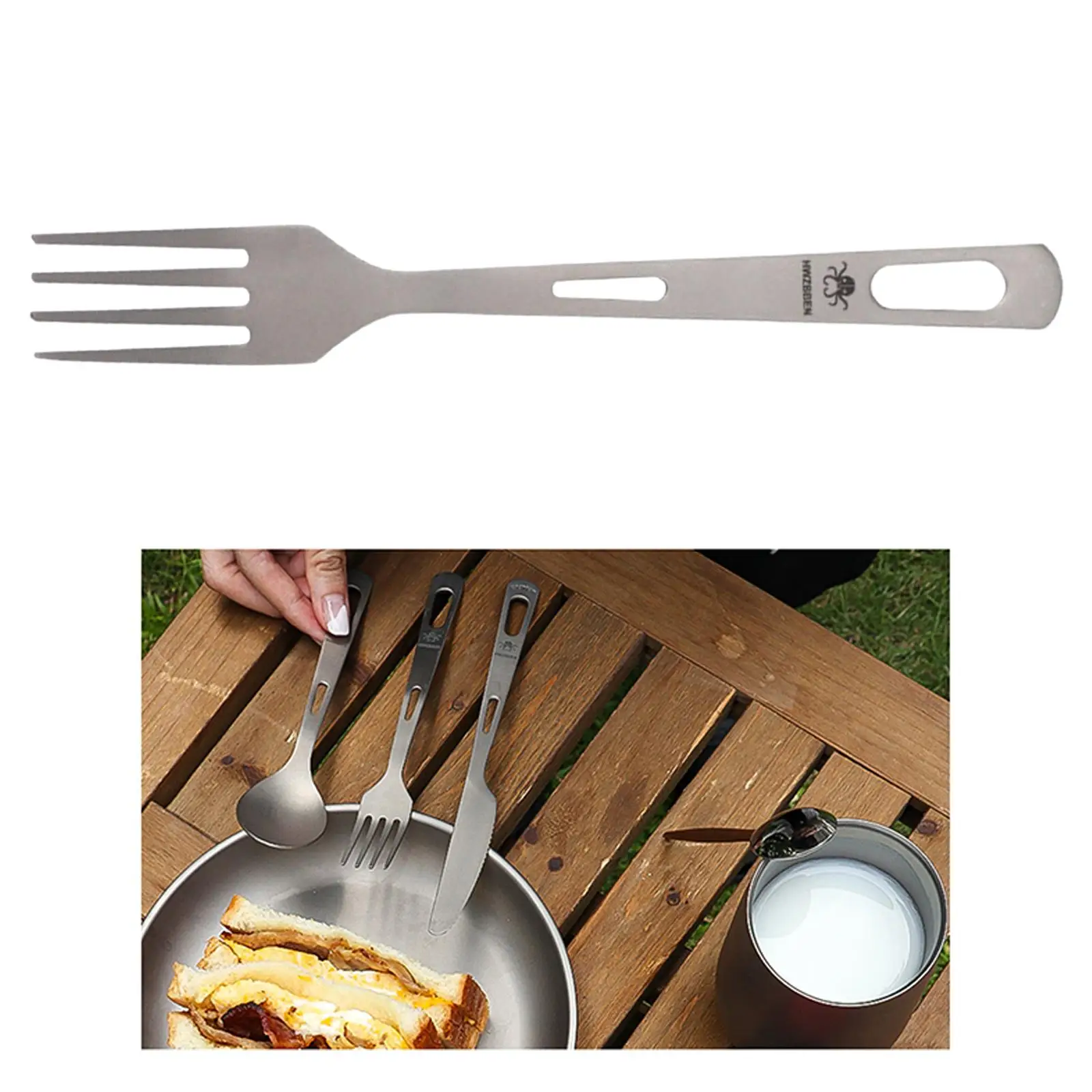 Portable Titanium Cutlery Spoon Camping Utensil Dinnerware Tableware Flatware for BBQ,Outdoor, Hiking ,Dinner ,Hotel