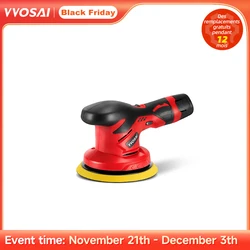 VVOSAI 12V Cordless Car Polisher 6 Speed Adjustment Electric Dual Action Wireless Car Polishing Machine and Waxing Power Tools