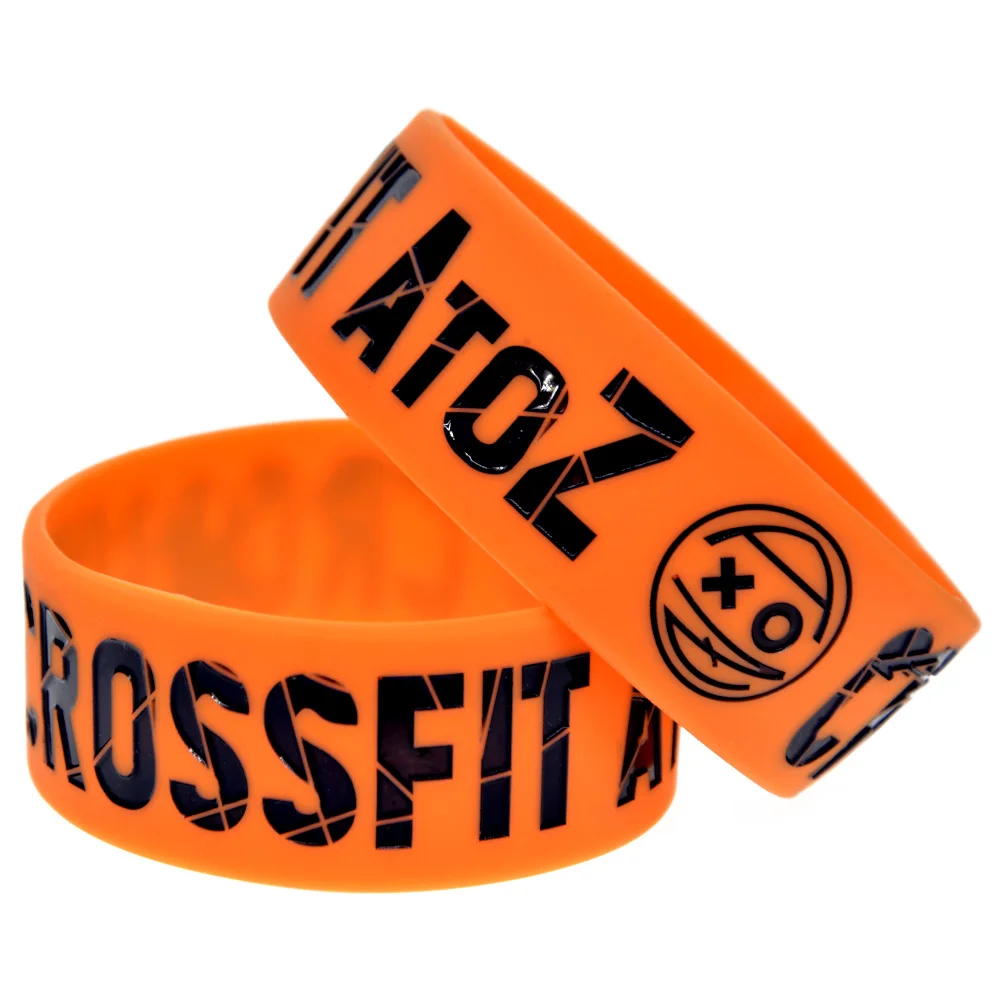 1 PC Crossfit A To Z Silicone Rubber Bracelet One Inch Wide Band Debossed Logo