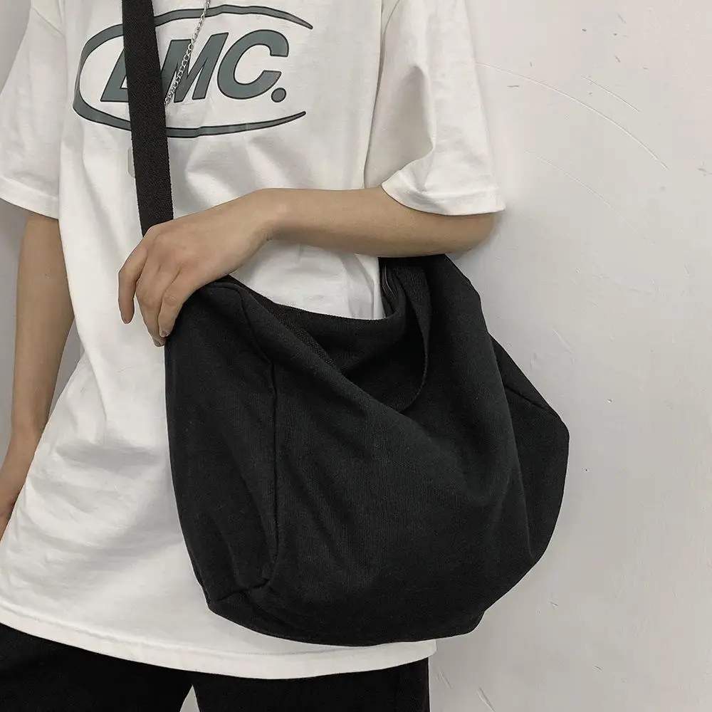 

Большая вместительная холщовая сумка через плечо для мужчин, студенческая сумка-портфель, повседневная японская сумка-мессенджер