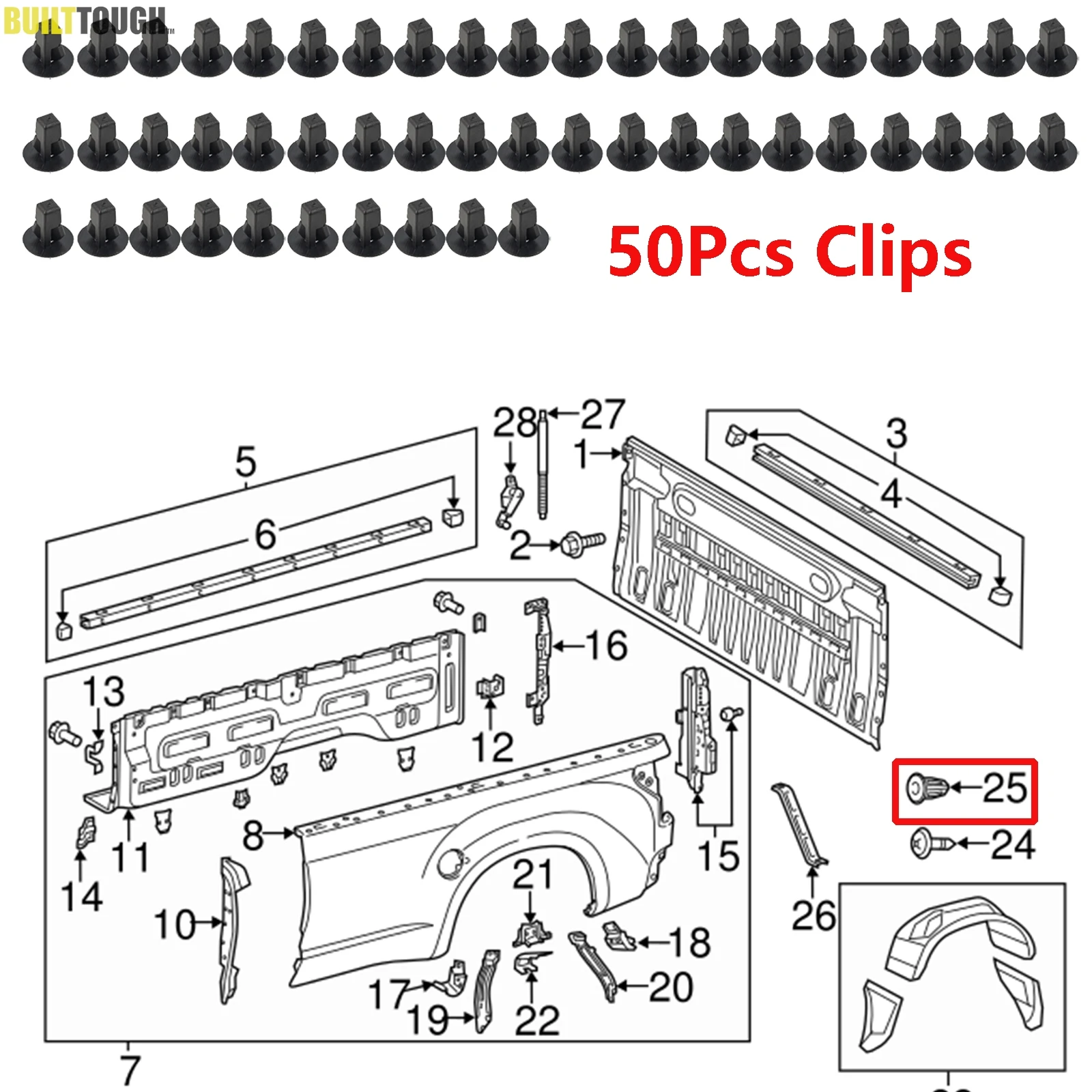 50X Front Wheel Arch Lining Mudguard Clips Screw Grommet For Lexus CT200h ES250 ES300h ES350 GS300 IS300 RX300 RX330 90189-06013