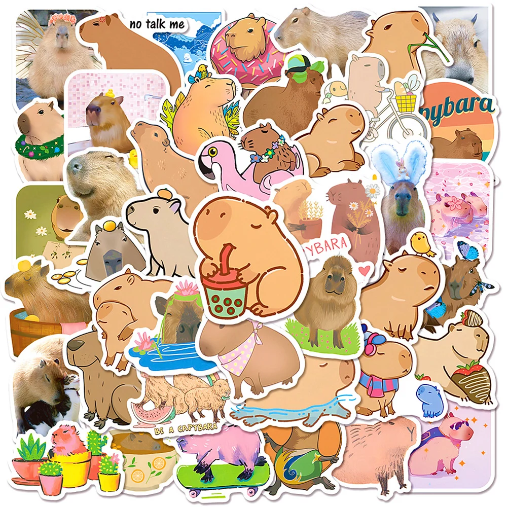 

10/30/50PCS Cute Animal Cartoon Capybara Sticker Aesthetic Graffiti Scrapbook Stationery Laptop Waterproof Kawaii Kids Sticker