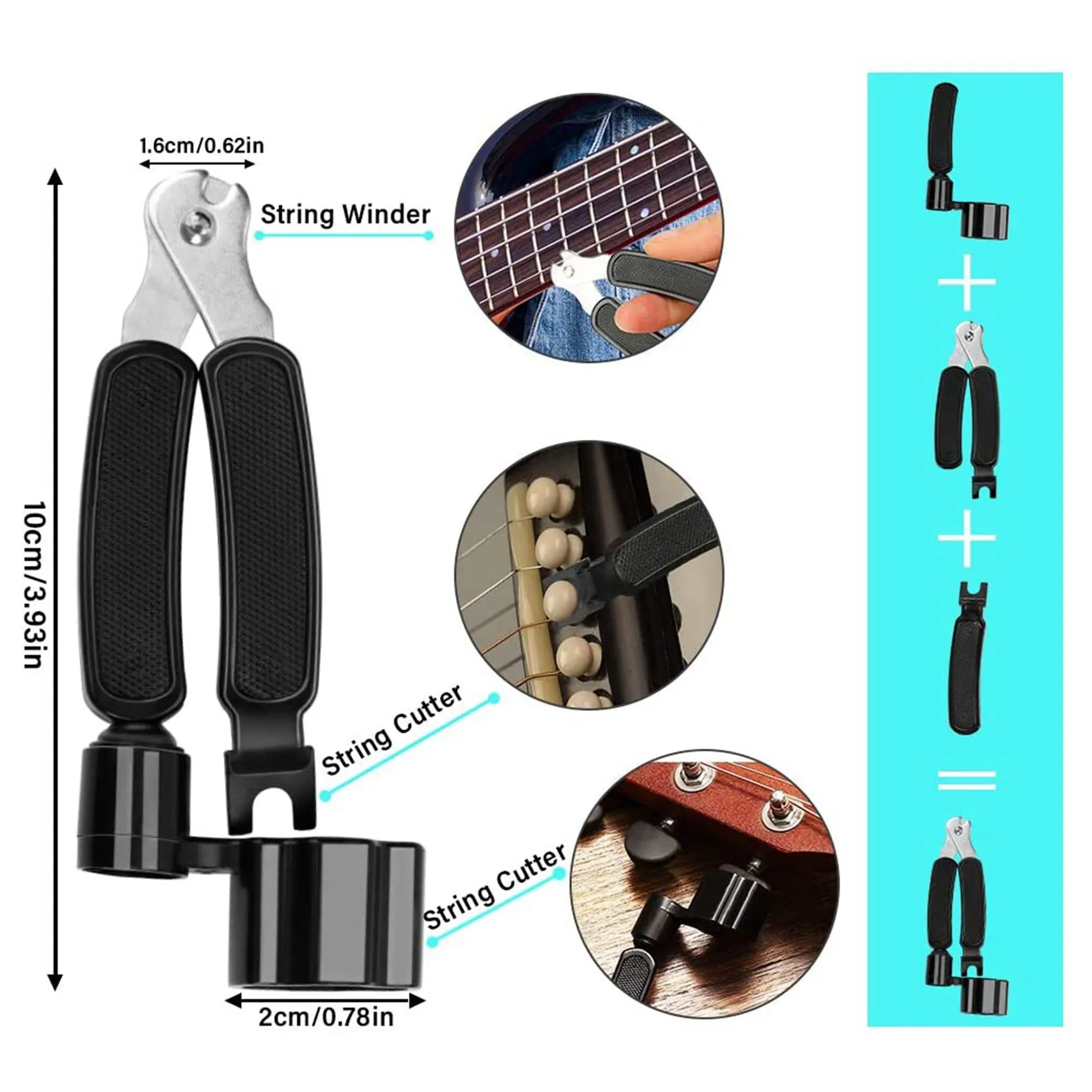 65-teiliges Gitarrenzubehör-Kit mit Gitarren saiten, Tuner, Capo, Picks, Pick-Halter, Daumen-Finger-Picks, Bridge-Pins