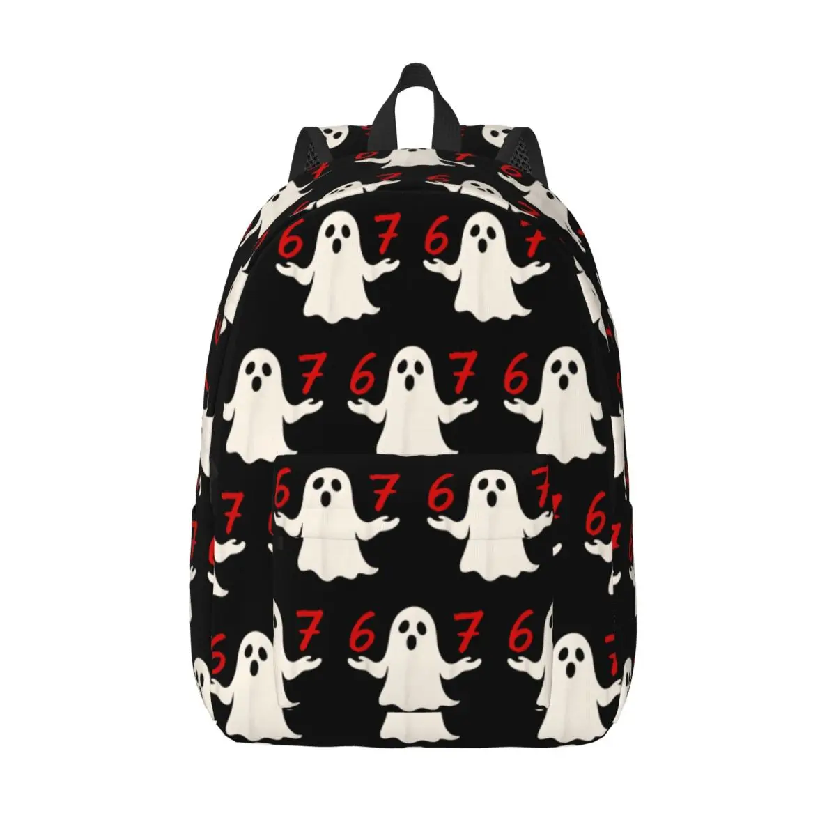 Fun Six Seven Meme 67 Halloween Ghost Cool Backpack Durable High School Hiking Travel Daypack for Men Women College Canvas Bags