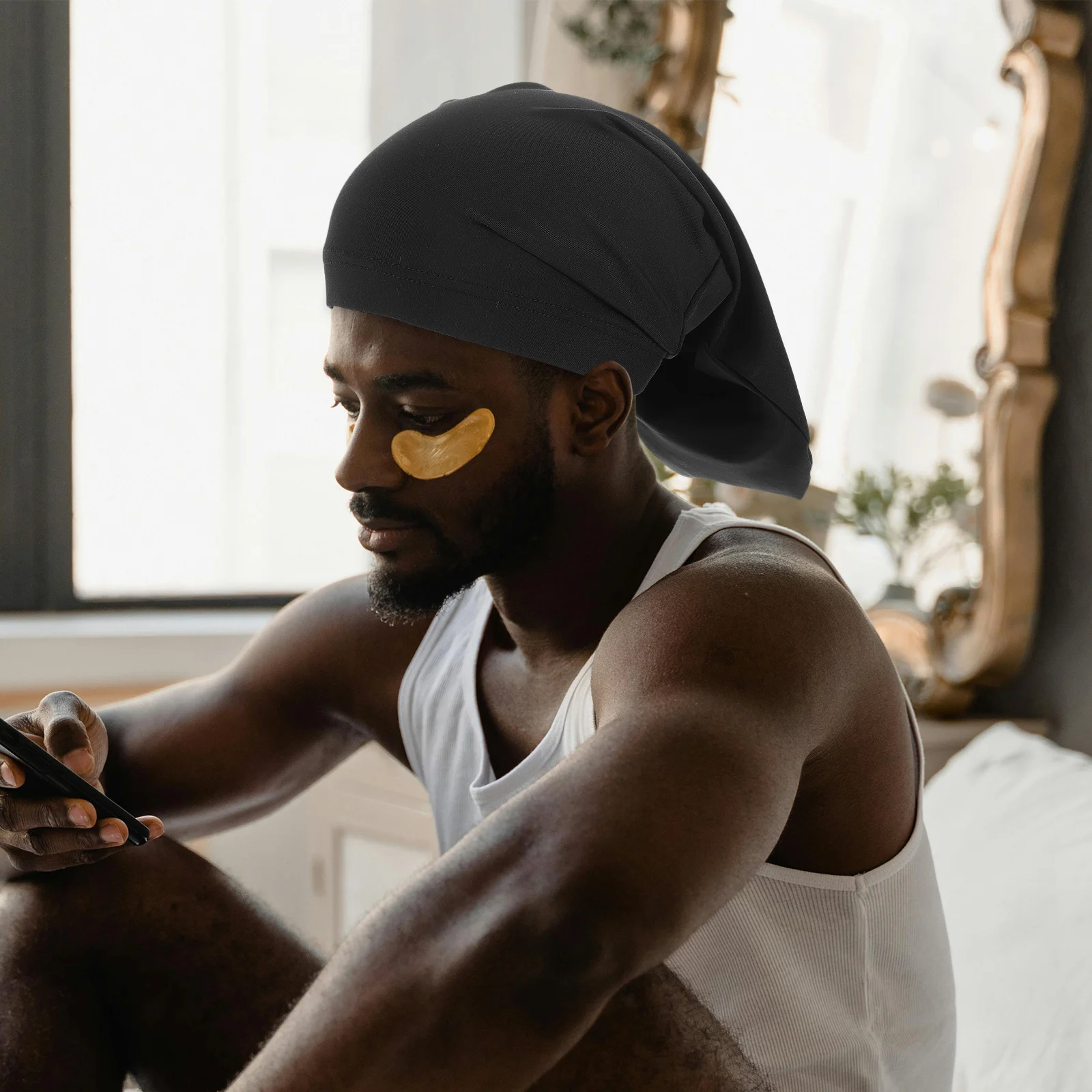 

Men Dreadlock Care Cap Long Tail Bonnet Soft Breathable Headscarf Hip-Hop Fashion Trendy Accessory for Travel Sports