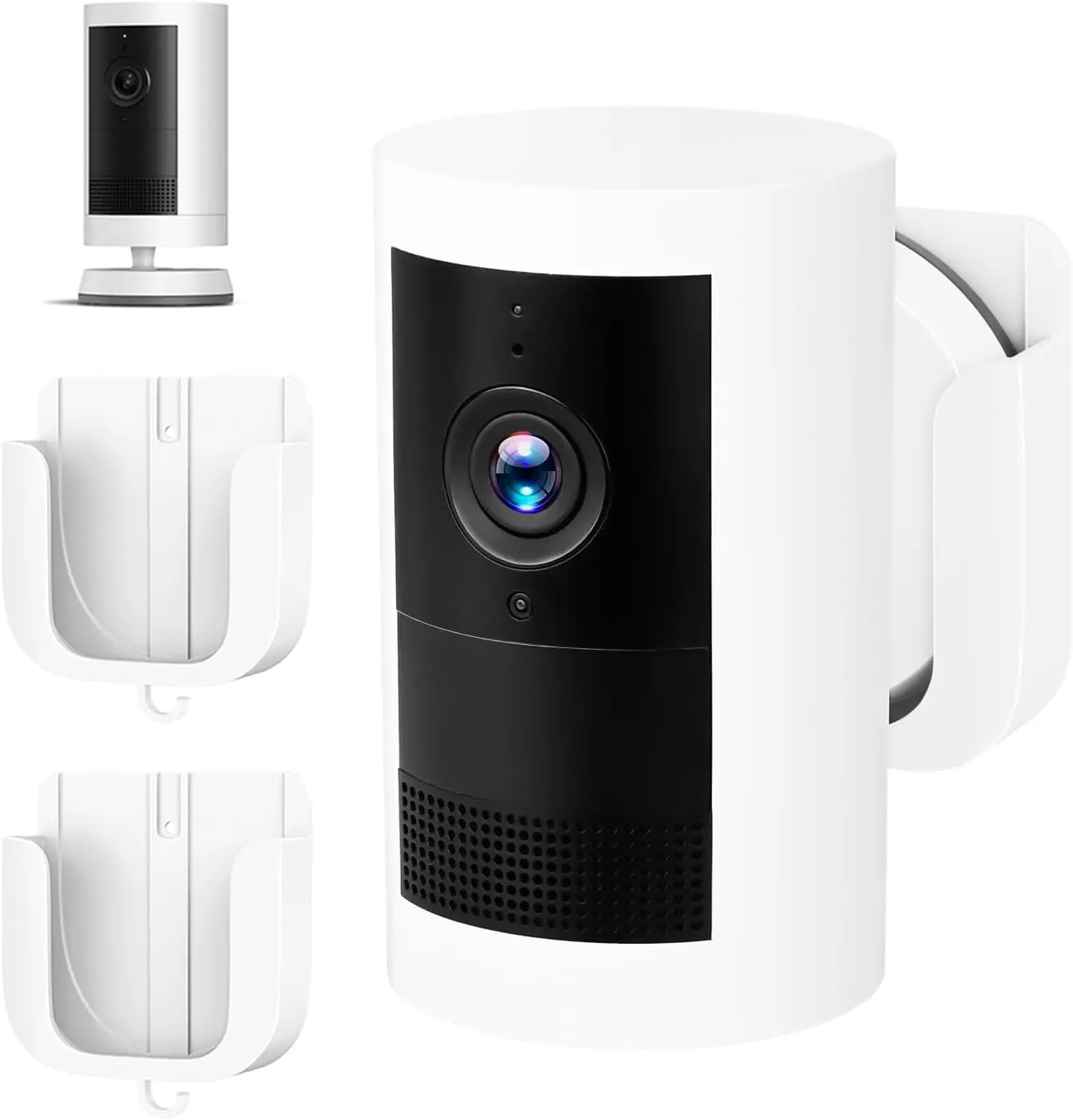 No Drill Wall Mount for Ring Outdoor Cam Plus, Strong Adhesive or Screws, Indoor/Outdoor Camera Mount, 2 Pack, White