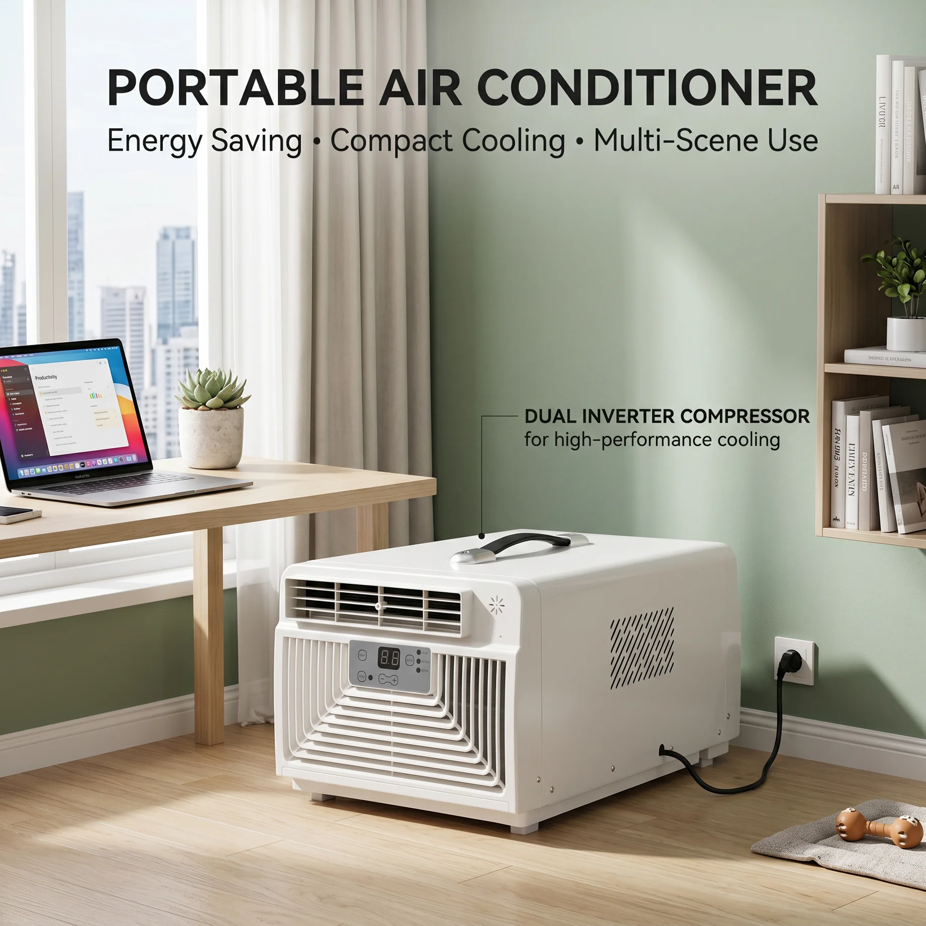 Air Conditioning Fan Compact AC Unit Eco Friendly Mini Air Conditioner High Efficiency with Remote Control for Office Camping