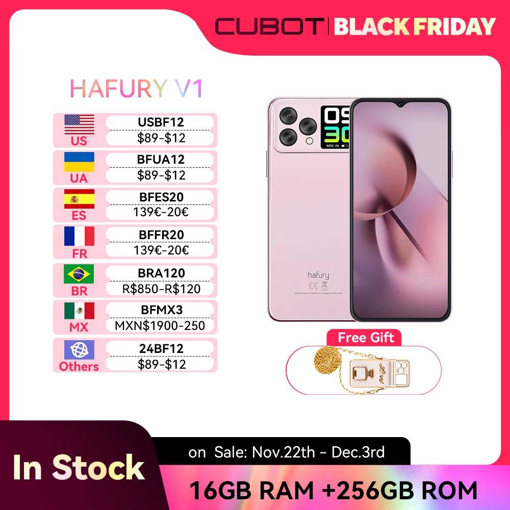 [العرض الأول في العالم] Cubot Hafury V1، هاتف ذكي يعمل بنظام Android، ثماني النواة، ذاكرة وصول عشوائي 16 جيجابايت (8 جيجابايت + 8 جيجابايت ممتدة)، ذاكرة وصول عشوائي 256 جيجابايت، شاشة مزدوجة، كاميرا 64 ميجابكسل، كاميرا