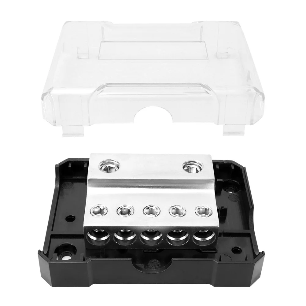Aluminum and Brass Car Audio Power Supply Splitter 4 Way with 0 Gauge Input and 4 Gauge Outputs for Audio Systems