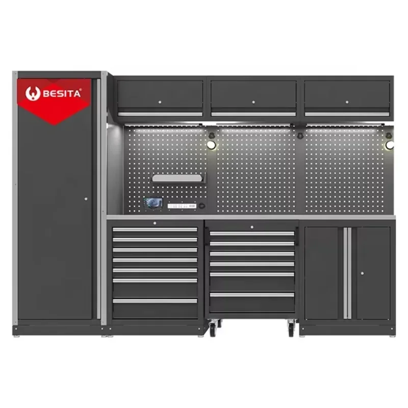 

Garage Workstation Modular Tool Box Workbench Workshop Metal Garage Cabinet System Steel Heavy Storage Garage Cabinet
