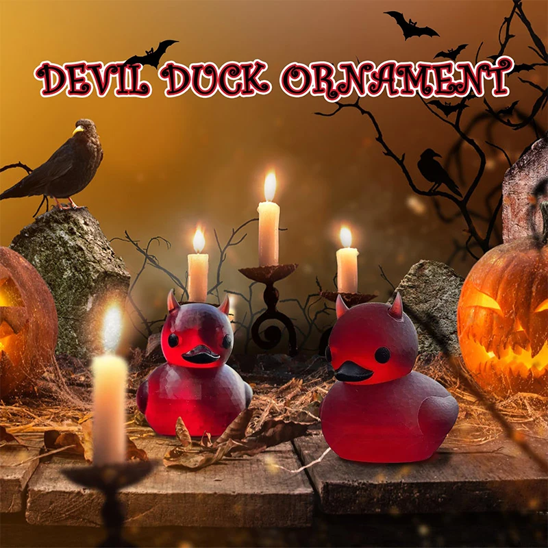 Devil Duck Gothic Punk Collectible Resin Ducks Figurines Satanic Decor Duck car Center Console Ornaments Halloween