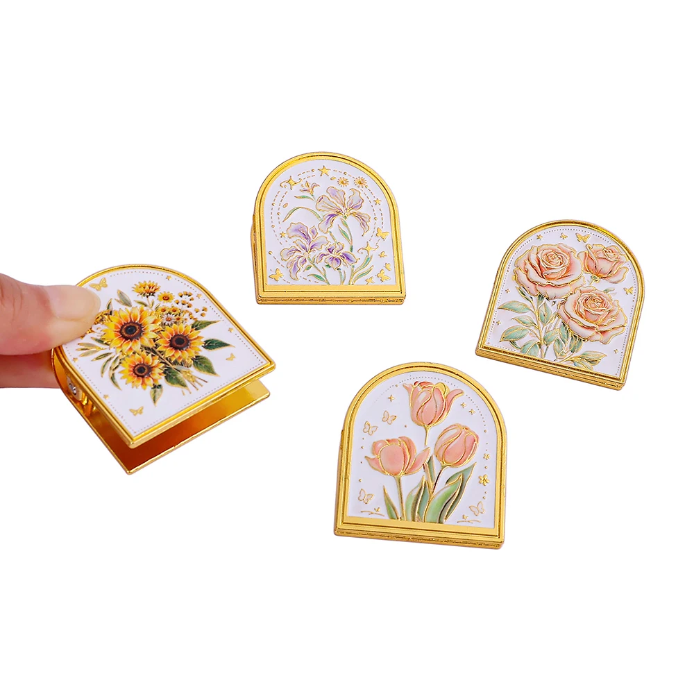 Romantic creative flower colored metal book holder, vintage tulip/iris/sunflower/rose paper binder, scrapbook file holder.