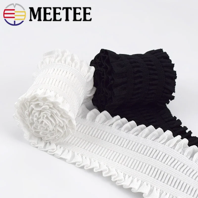 5/10Meters 50mm Ruffled Elastic Bands Pleated Lace Trim Stretch Ribbon Rubber Band Shoulder Tapes DIY Dress Sewing Accessories