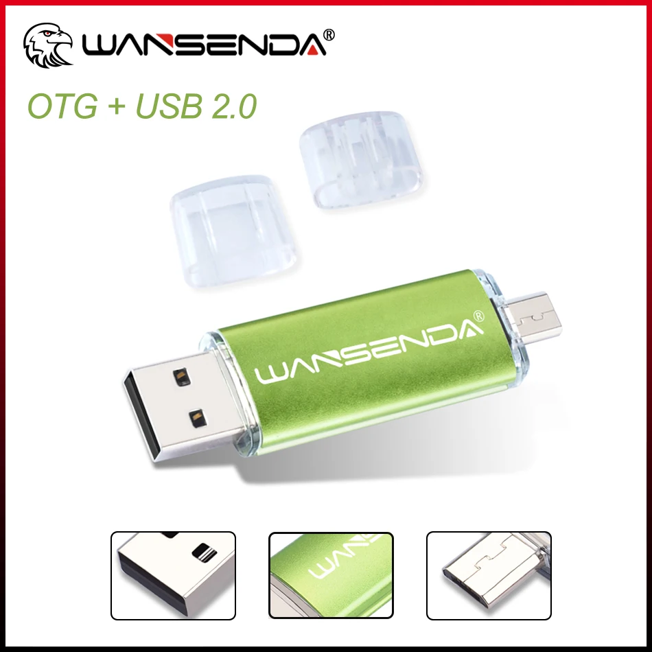 WANSENDA 32GB USB Flash Drive 2 IN 1 OTG USB 2.0 & MicroUSB Pendrive 256GB 128GB 64GB U Disk 8GB Dual Port Cle Memory Stick