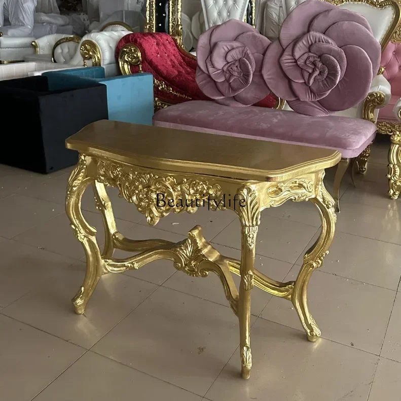 D06retro منحوتة الشرفة العتيقة الجدول الزخرفية خزانة مضمد طاولة جانبية على الحائط