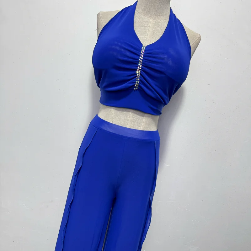 Customized Belly Dance Costume Practice Dress Pants Hanging Neck Top Pants Practice Outfit Team Class Clothes