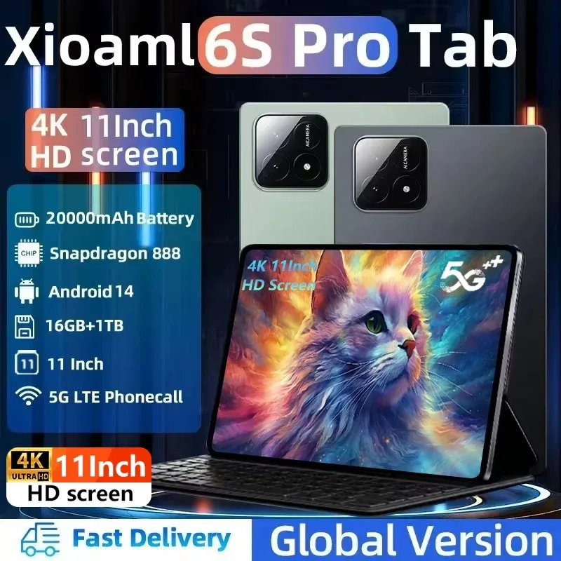 

2024 Tablet PC Global Version Xioami Pad 6S Pro 11inch HD 4K Android 14 16GB+1T 20000mAh GPS 5G Dual SIM Bluetooth WiFi Tablet