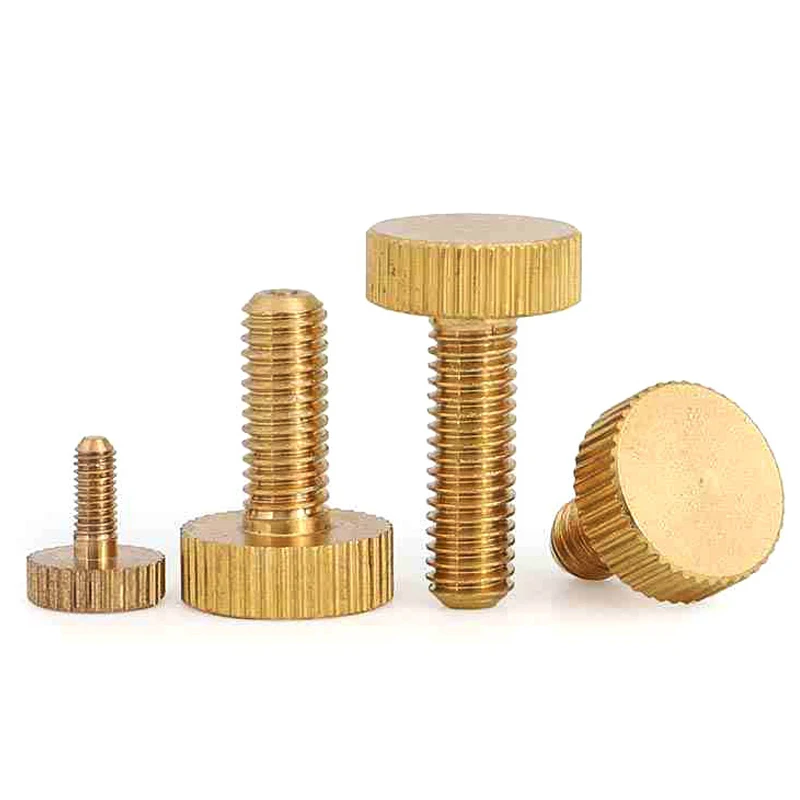 M3 M4 M5 M6 M8 M10 Brass Flat Head Hand Screw GB835 Pure Copper Big Head Knurled Hand Screw Handle Tighten Screw 1~3Pcs