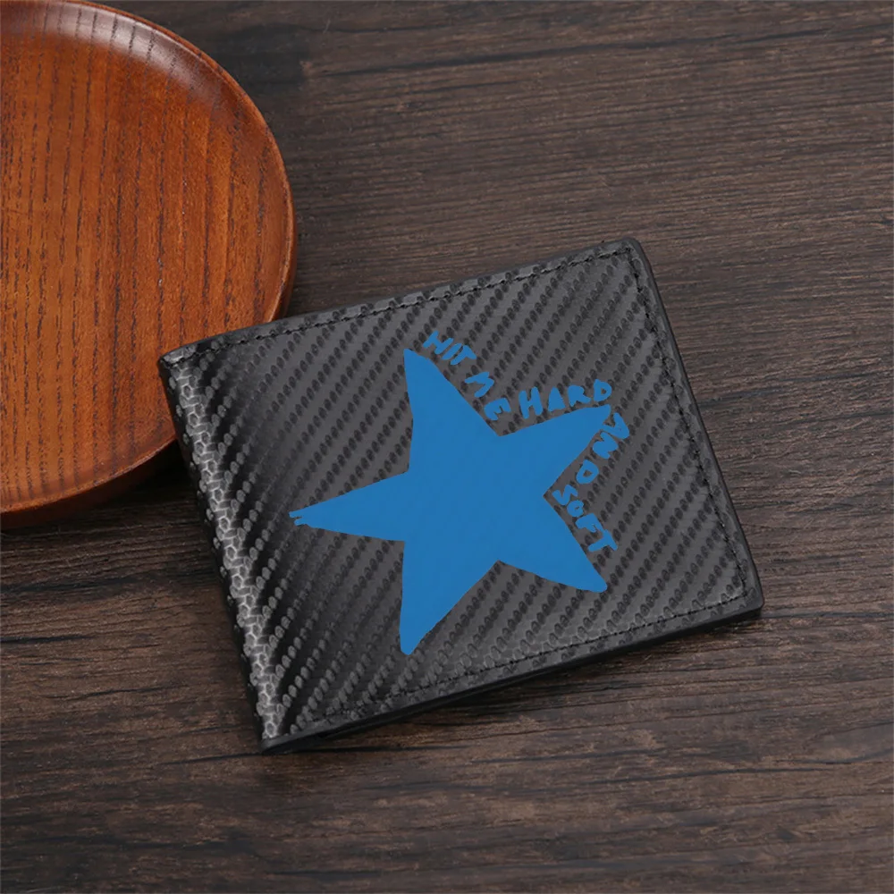Blue star says hit me hard and soft Men's Wallets Simple Business Modern Stylish Printing Design Gifts For Father Boyfriend Chri