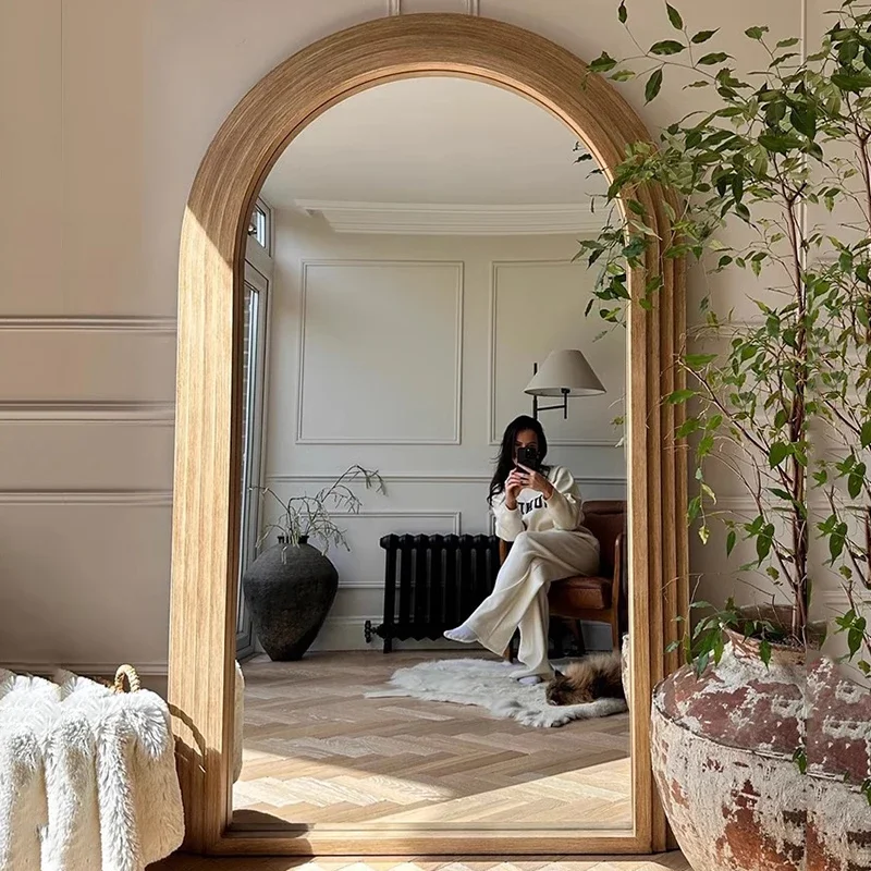 Cosmetics Portable Mirror Funky Big Luxury Long Wavy Modern Standing Mirror Full Body Aesthetic Spiegels Living Room Decorations