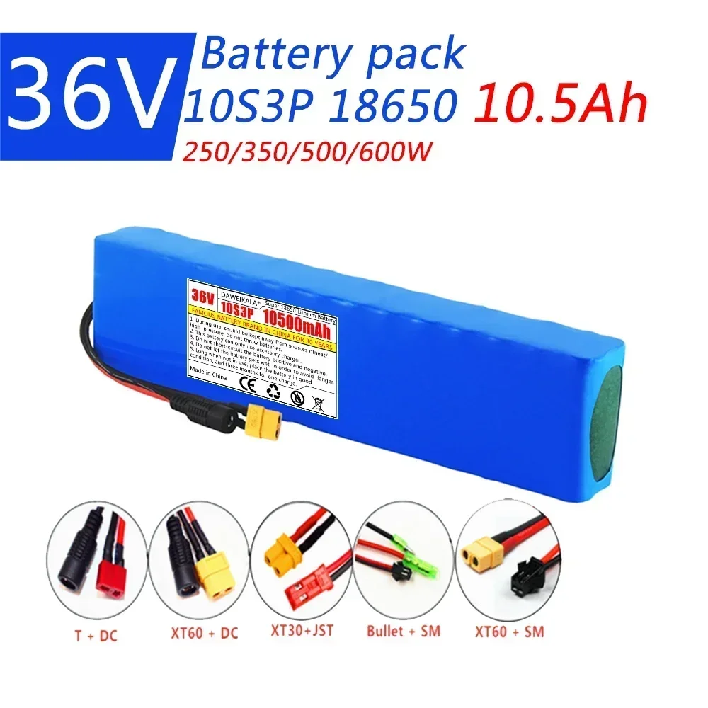 

36V Battery e-bike Battery Pack 18650 Li-ion Batteries 10S3P 350W 500W For High Power Electric S-cooter E-BK