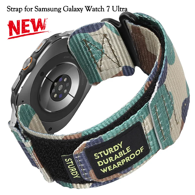 Nylon Sports Strap For Galaxy Watch 7 Ultra 47mm NO Gaps Curved End Strap for Samsung Galaxy Watch 7 Ultra 47mm Correa Watchband