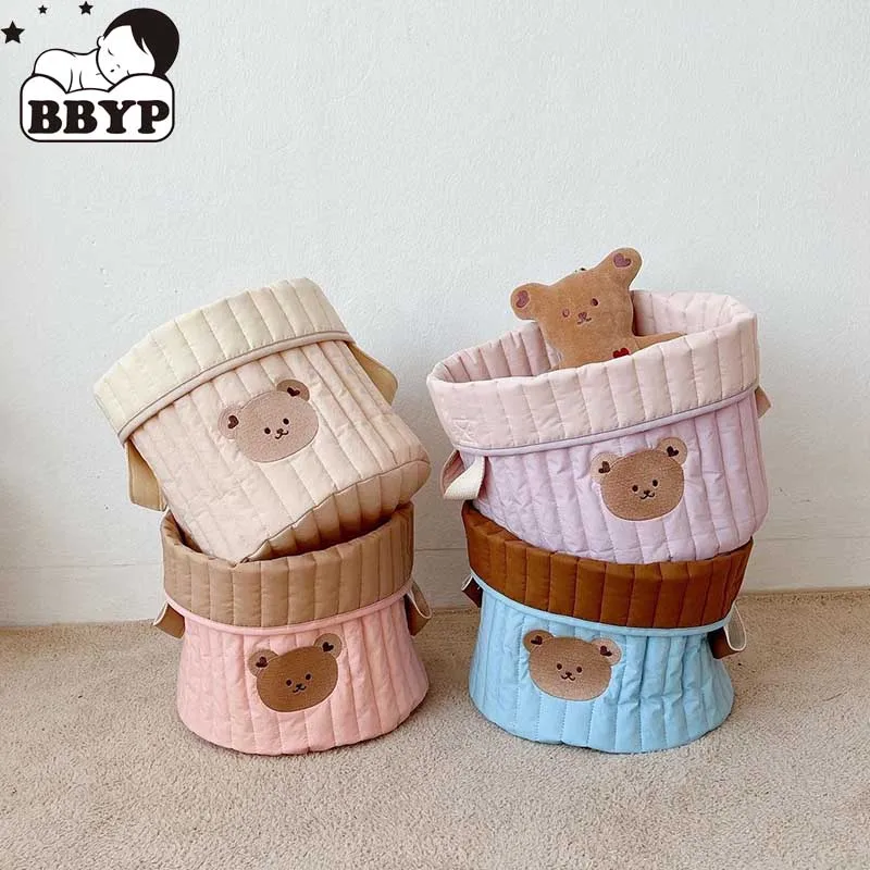 

INS Baby Bags Cute Bear Embroidery Diaper Bag Caddy Nappy Cart Storage Mummy Maternity Bag for Newborn Diapers Toys Organizers