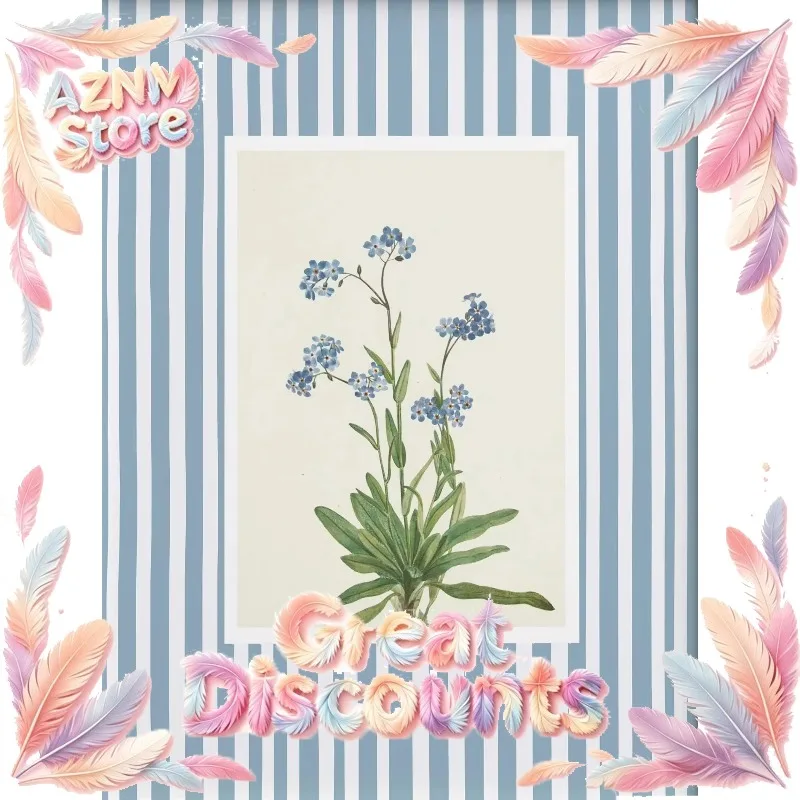 Blue Lily of The Valley Plant Striped Canvas Print Sunflower Pomegranate Garden Wall Art Poster Modern Living Room Home Decor