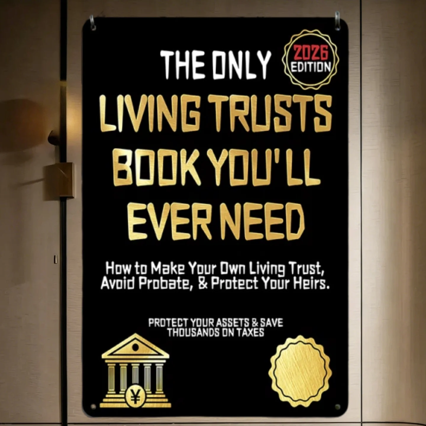 2D Aluminum Trust Book Metal Sign, Financial Estate Planning Wall Decor for Home Office Study,Gift for Investor Legal Enthusiast
