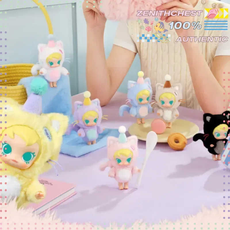 정품 POP MART 베이비 몰리 포켓 프렌즈 시리즈 블라인드 박스 플러시 펜던트 휴대용 장식품 키체인용 완벽한 선물