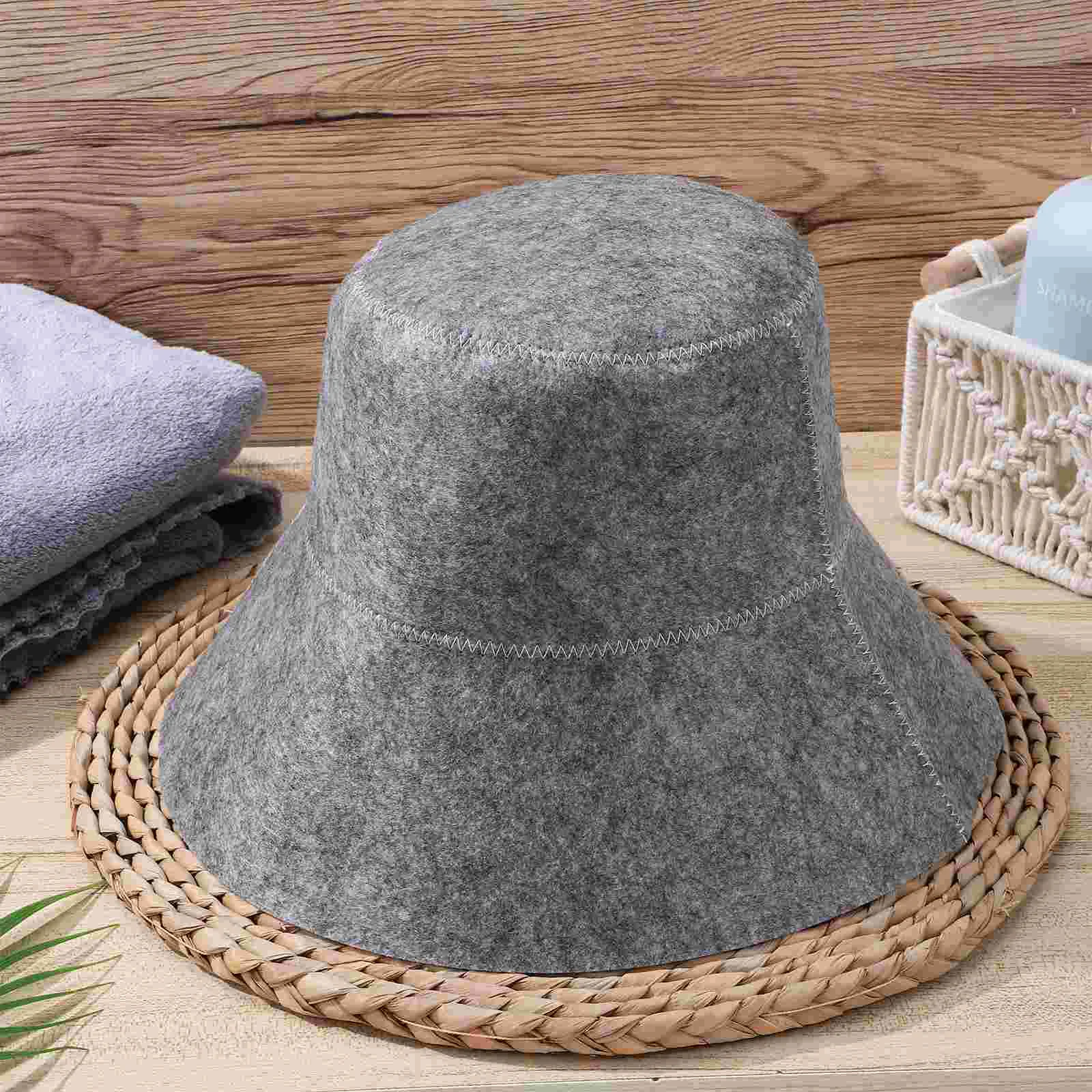 2 Pcs Felt Sauna Hat Bucket Hats for Woman Bathing Sun Visor Anti Heat Cap Men and Women