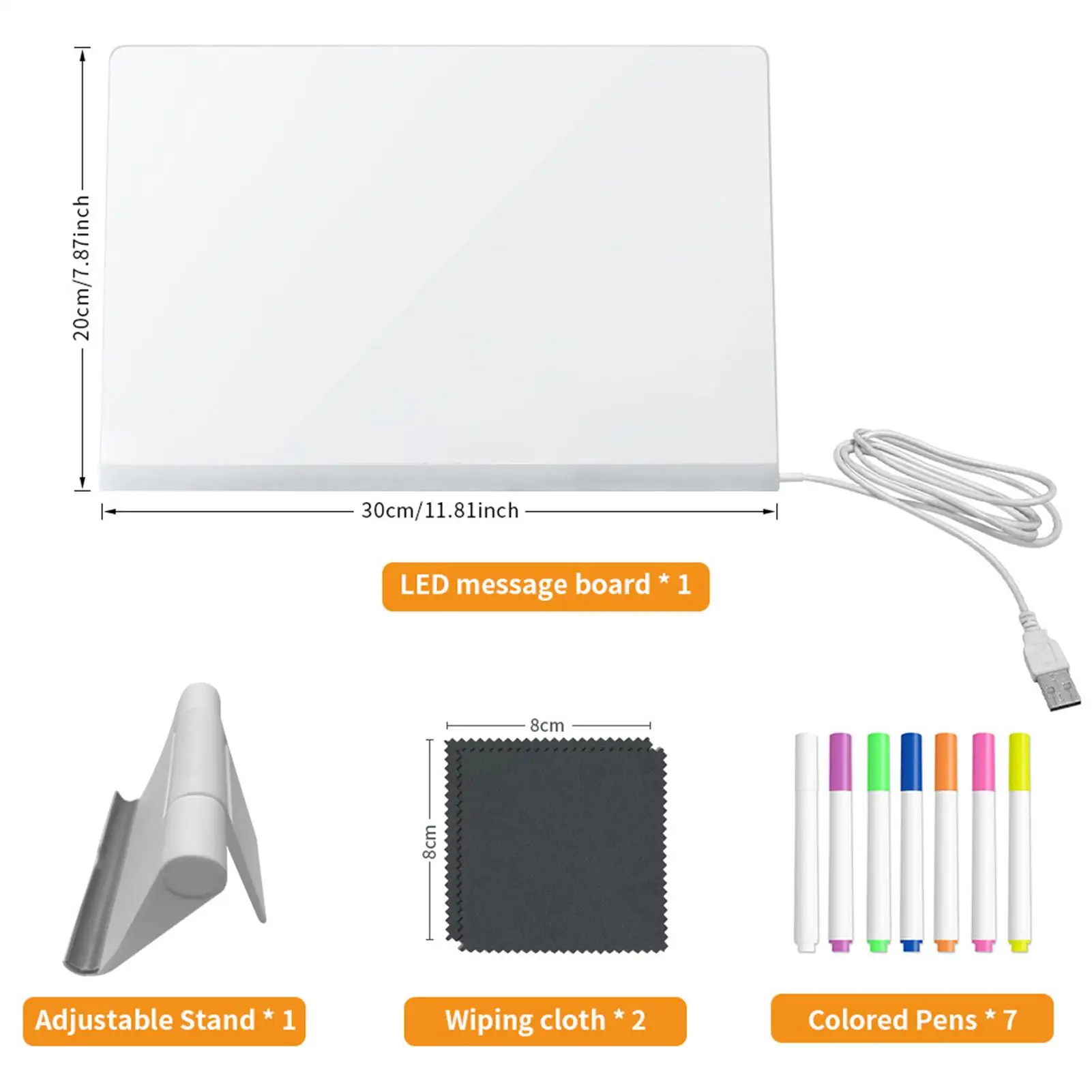 لوحة كتابة Led من الأكريليك الشفاف، لوحة بيضاء قابلة للمسح الجاف مع أقلام 12 لونًا وحامل قابل للطي للشباب والبنات والأولاد