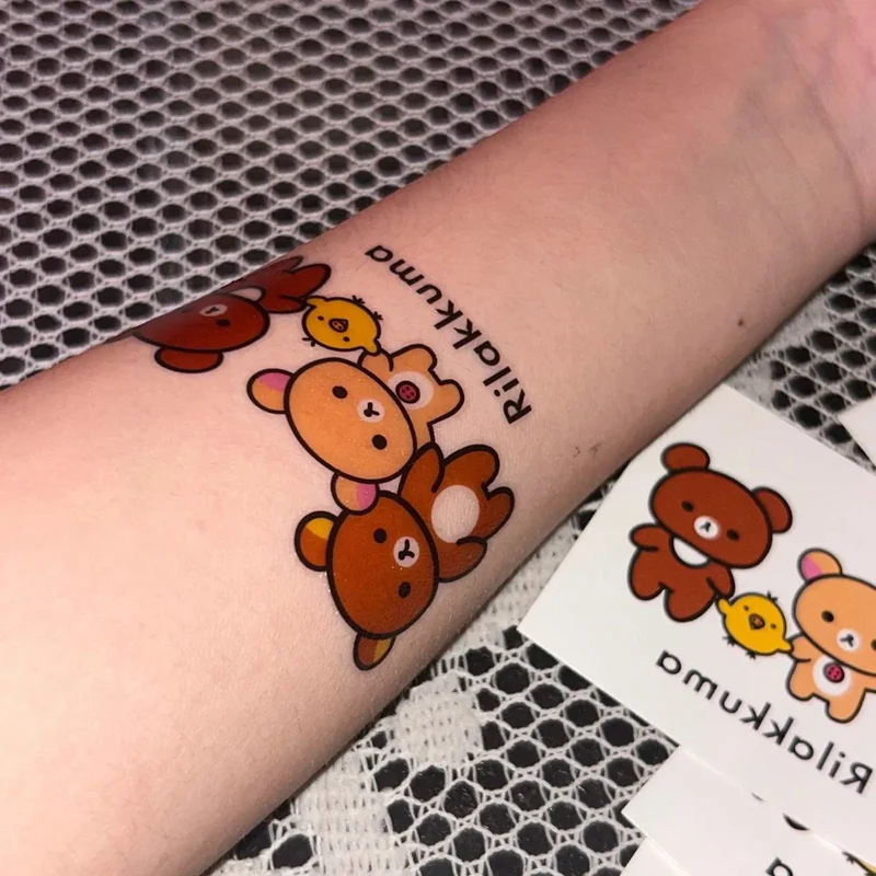 Kawaii Rilakkuma Tattoo Stickers Children's Temporary Tattoos Washable Lasting Arm Kids Girls Sticker Decoration Birthday Gift