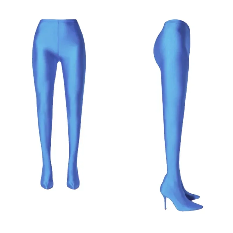 Satins Elastic Cloth Jumpsuit Pants Boots Women Racing Party Trendy Sexy Steel Pipe Dance Pants Boots High-heel 8.5cm/10cm 34-45 - view 3