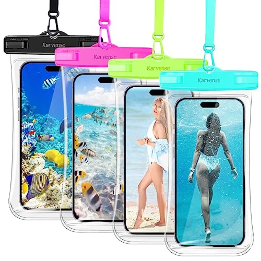 Waterproof Phone Pouch/Case, 4 Pack Large Water Proof Phone Pouch for iPhone, Samsung Galaxy and Pixel, IPX8 Phone Water Protec