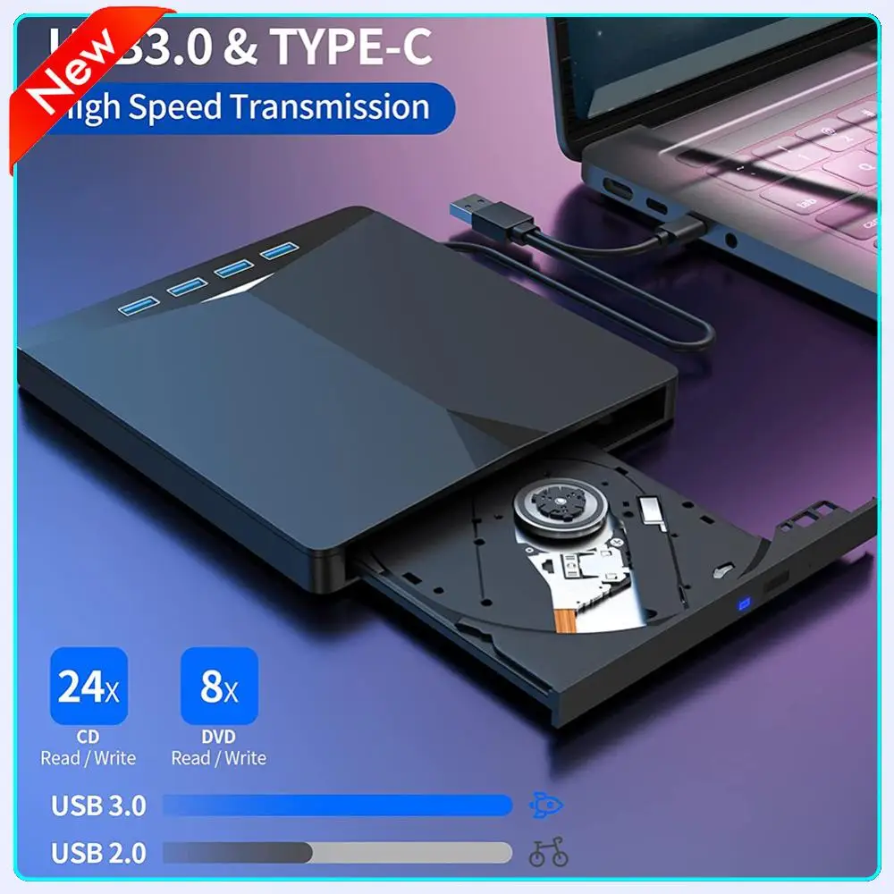 

7-in-1 USB 3.0 Type-c External DVD RW CD Burner Reader Player Optical Drives Tray Type DVD Burner For Laptop PC Desktop IMacs