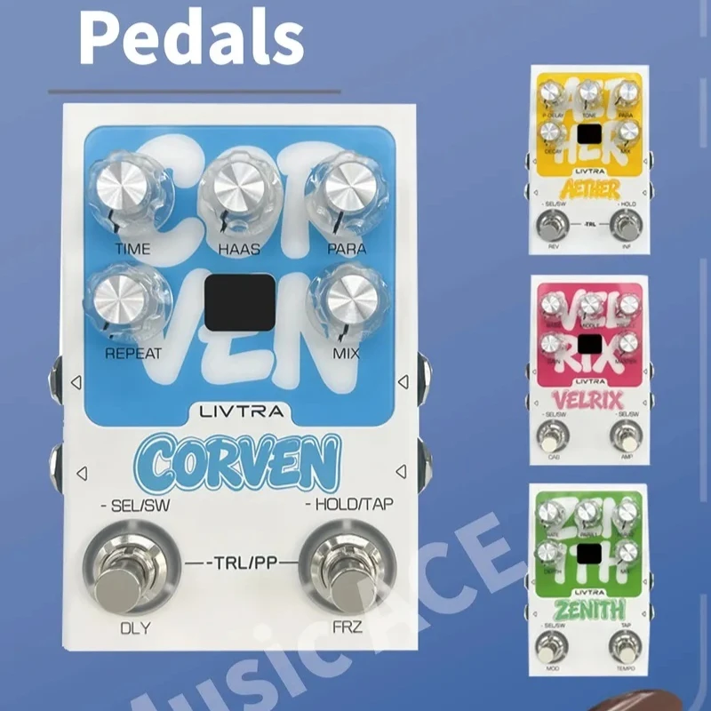 New Livtra Corven Stereo Delay Effect Pedal True Stereo I/O 9 Algorithms Tap Tempo Freeze Usb Recording Guitar Effects Pedal