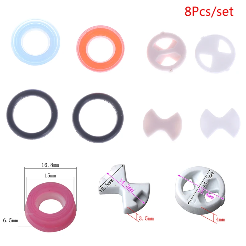 8Pcs/set Ceramic Disc Silicon Washer Insert Turn Replacement 1/2" For Valve Tap