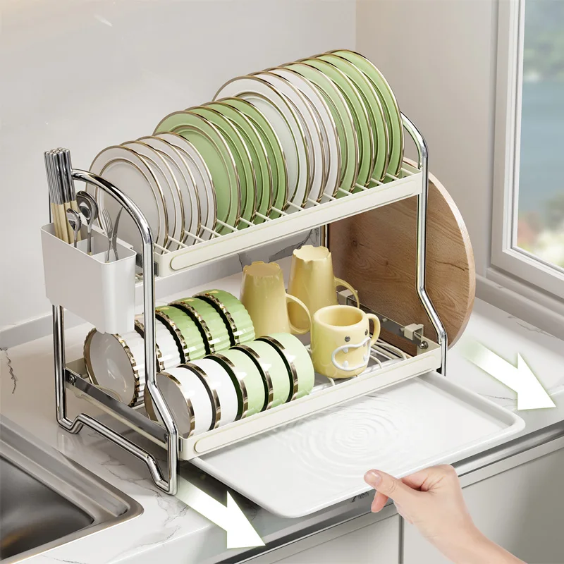 

Dish Drainer Countertop Kitchen Shelf Sink Dish Rack Multifunctional Cutlery Kitchenware Chopsticks Storage Rack Kitchen Storage