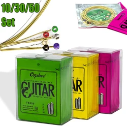 10/50 Set Orphee Acoustic Guitar String TX Series Hexagonal Core Full Bright Tone Folk Guitar String Guitar Accessories Beginner