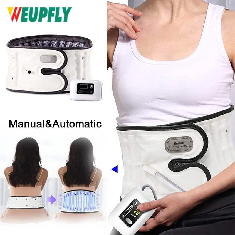 Manual & Automatic Decompression Lumbar Support Belt Waist Air Traction Brace Spinal Back Relief Belt Muscle Tension