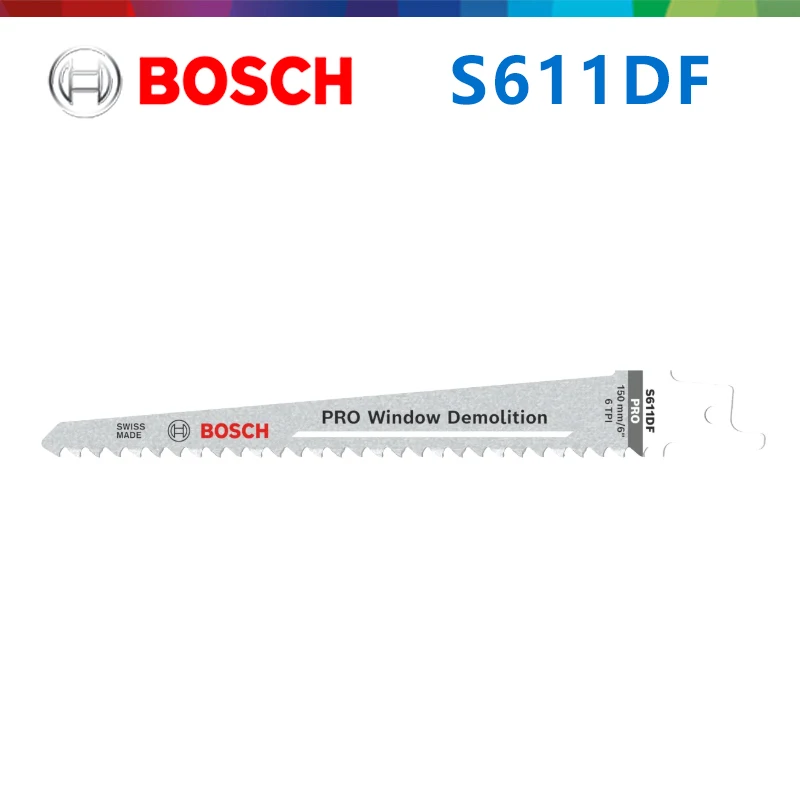 Original Bosch S611DF Reciprocating Saw Blade BIM Bi‑Metal 150mm for Wood with Nails Metal Cutting Plastic Composite Profiles