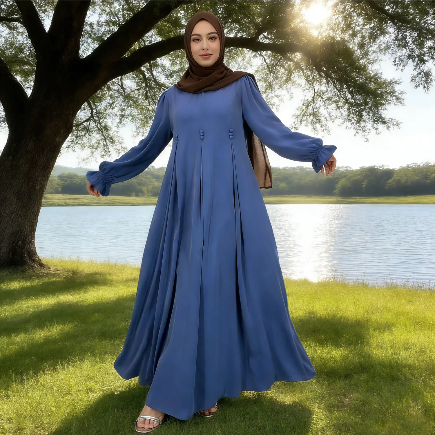 Muslim Women Dress Abaya Dubai Eid Jalabiya Long Dresses Modest Robe Vestidos Saudi Arabic Abayas Morocco Ramadan Maxi Gown